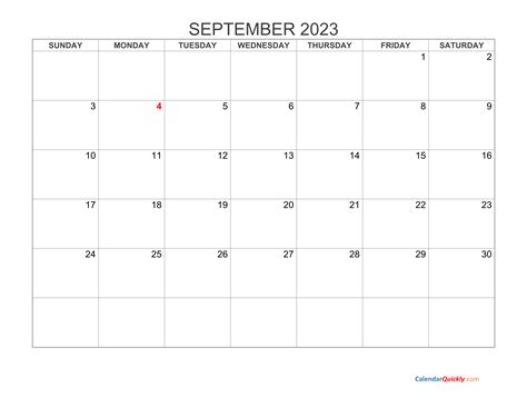 September 2023 Blank Calendar | Calendar Quickly