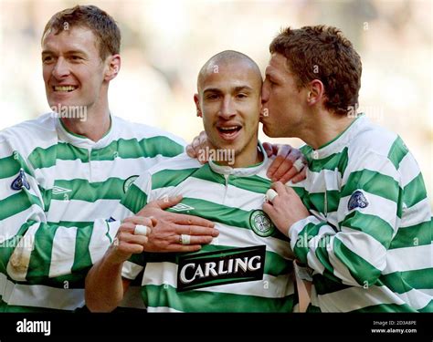 Henrik larsson celebrates scoring celtic hi-res stock photography and ...
