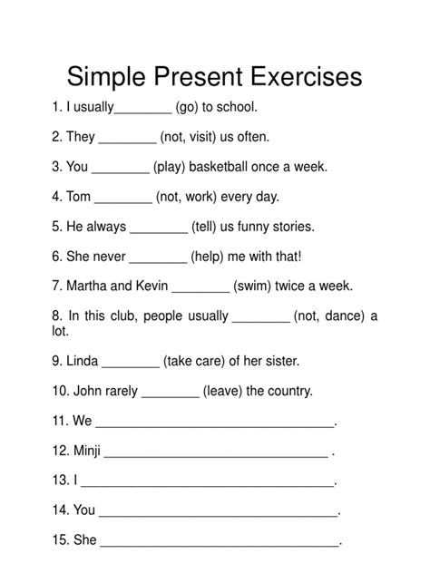Image result for Simple present Exercises