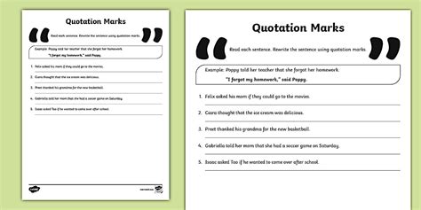 Using Quotation Marks Worksheet | Twinkl USA