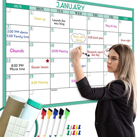 Amazon.com: Large Dry Erase Monthly White Board Calendar for Wall 36 ...