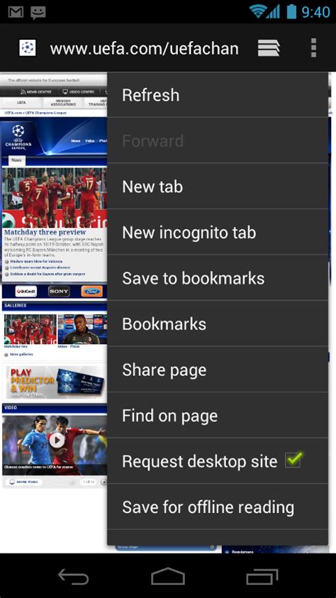 Image result for Android Browser Menu