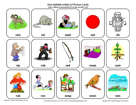 Testy yet trying: Initial R: Free Speech Therapy Articulation Picture Cards