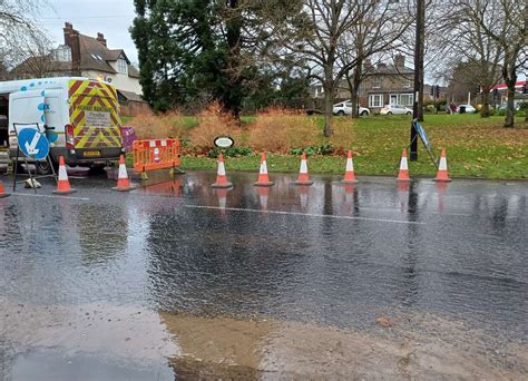 Bury St Edmunds homes without water and lane closure on A1101 Fornham Road opposite The Tollgate ...