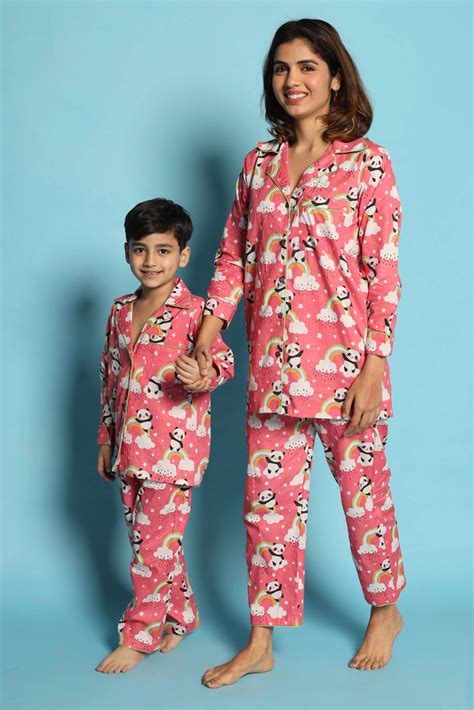 Rouge Printed Night Suit Set (Mom and Son Twin Set)
