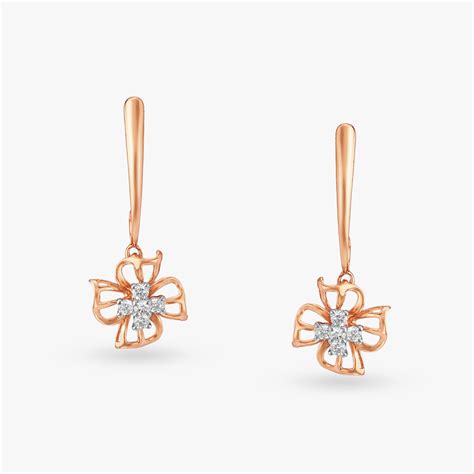 Sharp Floral Diamond Drop Earrings