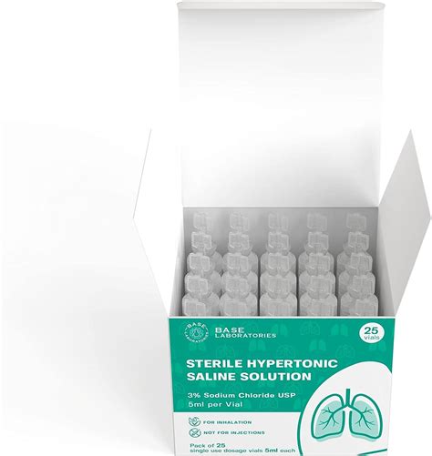 Base Labs 3% Hypertonic Saline Solution for Nebulizer Machine - 25 Vials, 5ml Unit Dose l Kids ...