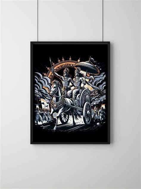 Soulhouse Mahabharata Arjuna & Krishna Battle Scene Poster | Anime Art ...