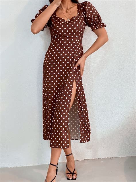 Brown polka dot dress – Artofit