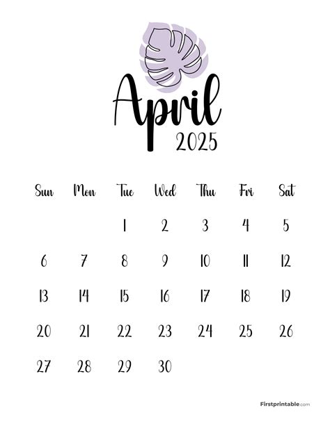 Printable Botanical Monthly Calendar 2026