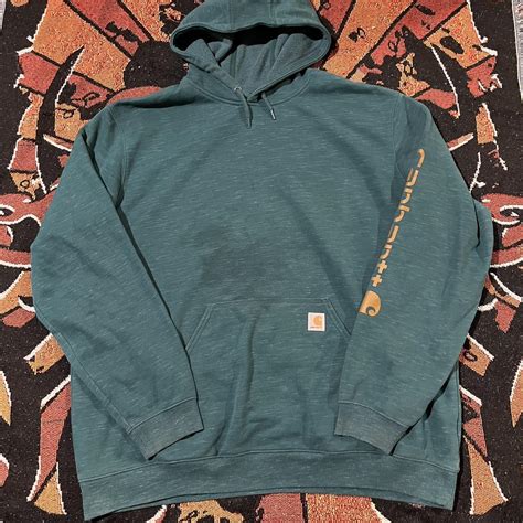 Vintage Carhartt Sweatshirt Hoodie, size XXL, light... - Depop