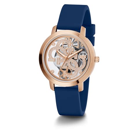 GUESS Ladies Blue Rose Gold Tone Analog Watch – The Watch Factory
