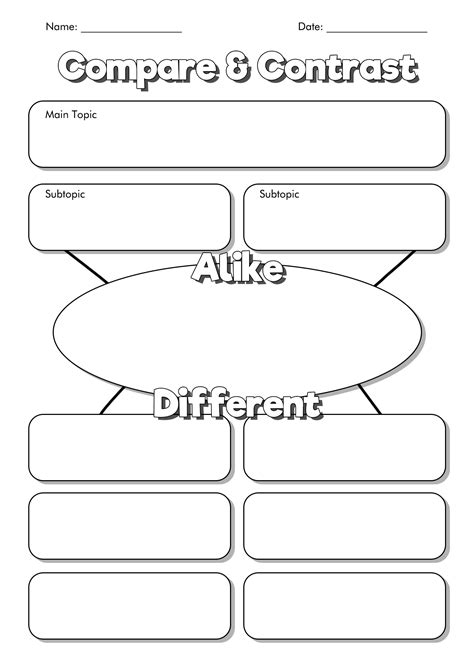 15 Blank Compare And Contrast Worksheets - Free PDF at worksheeto.com