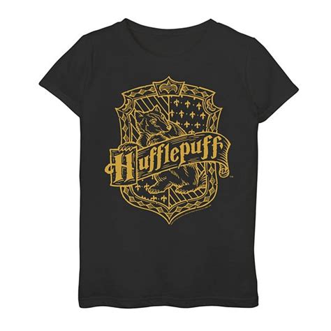 Girls 7-16 Harry Potter Hufflepuff Dark Detailed Crest Graphic Tee