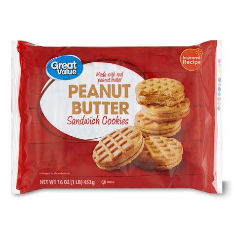 Great Value Peanut Butter Sandwich Cookies, Shelf-Stable/Ambient, Whole ...