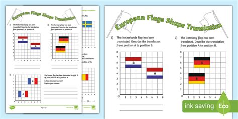 👉 Year 5 European Flags Shape Translation Activity - Twinkl