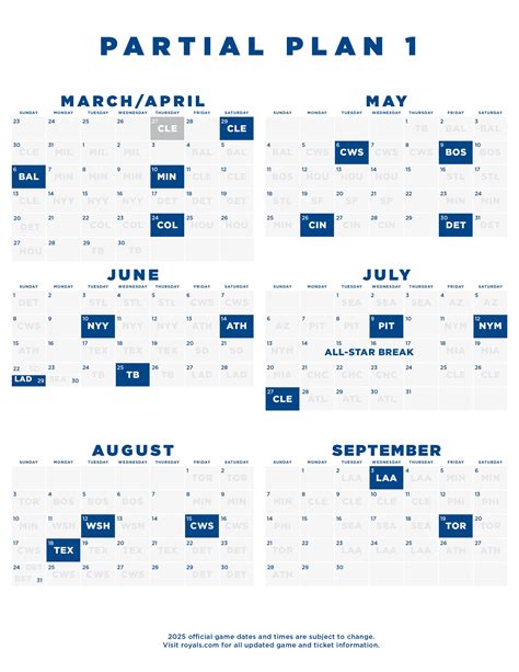2025 Season Ticket Package Schedules | Kansas City Royals