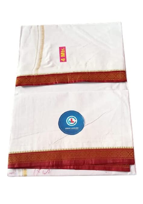 Jinka Lakshmi Collections Combo White Cotton Dhoti With Big Borders 4 ...