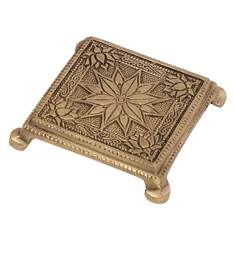 Lotus Flower Design Brass Pooja Chowki, Chowki for God Idols, Chowki f ...