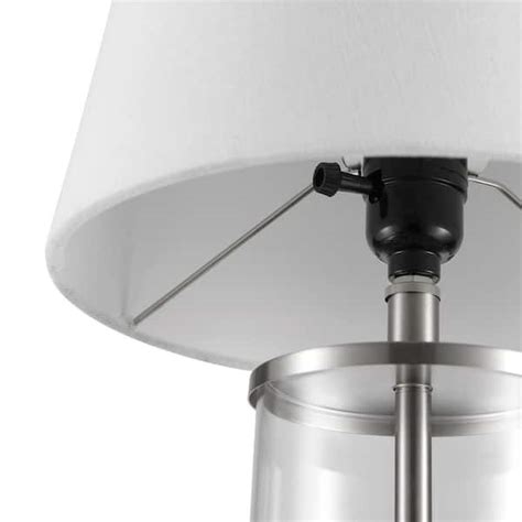 Buy Maya 20 in. Fillable Clear Glass Table Lamp with White Linen Shade ...