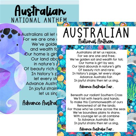 Australian National Anthem Poster Ocean Wonderland – Top Teacher