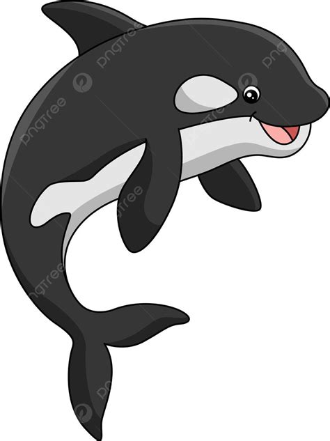 Killer Whale Cartoon Colored Clipart Illustration Leaping Cetacean ...