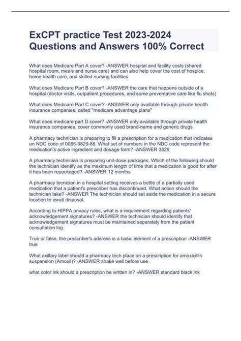 ExCPT practice Test Questions and Answers 100% Correct - ExCPT - Stuvia US