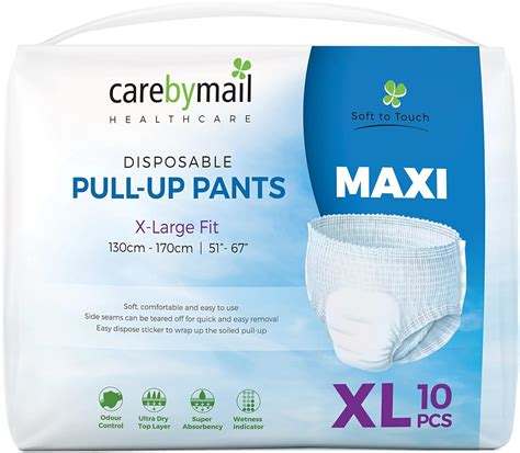 10 x CarebyMail Maxi Adult Incontinence Pull Up Pants | Disposable Adult Pants for Men & Women ...