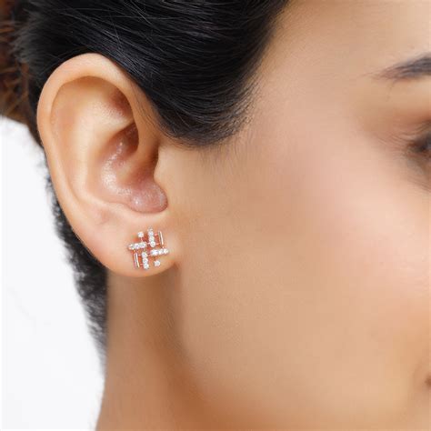 14KT Rose Gold Supernova Sparkle Diamond Stud Earring