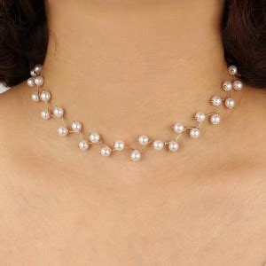 VEMISHTI White Pearls High Choker Necklace for Girls Gold-plated Plated ...