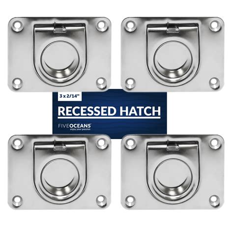 Five Oceans Rectangular Recessed Hatch, Boat Spring Loaded Pull Ring 3 ...