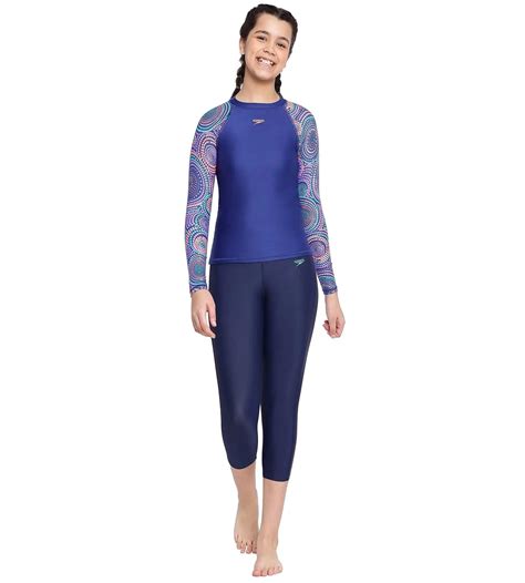 Buy Speedo Girls All Over Long Sleeve, SupTop Ammonite-Soft Coral-Miami ...