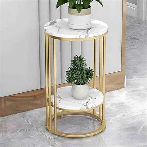 ETIQUETTE ART 2-Tier End Tables, Modern Faux Marble Top Bedside Table ...