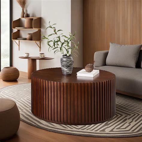 Gexpusm Mueble Cafe Round Coffee Table with Hand-carved Embossed Design ...