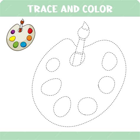 Premium Vector | Trace and color educational worksheet for kids tracing palette activity color ...