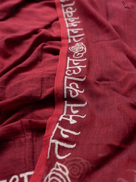 Block Printed Mul Cotton Saree In Maroon|Gulab Ki Goonj|Suta