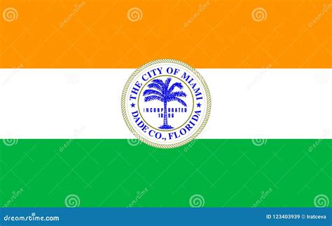 Flag of Miami City in Florida, USA Stock Image - Image of color, crest ...