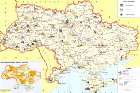 Большая подробная туристическая карта Украины. Украина – большая ...