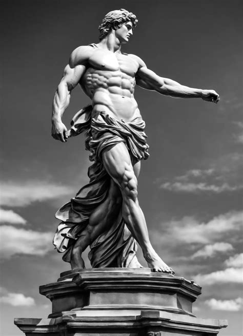 simple muscular greek god statue with middelparting hair | Greek ...