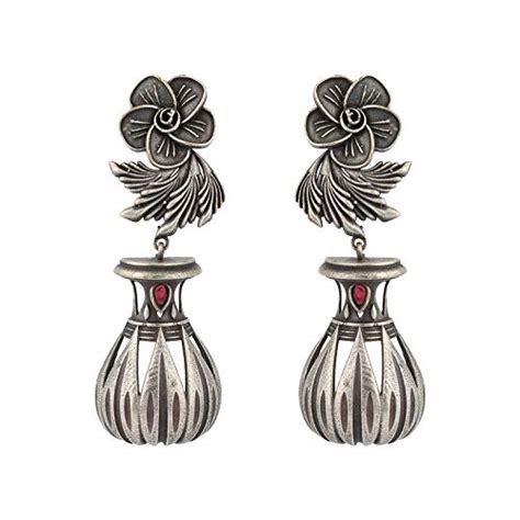Buy Studio B40 Women's Brass Stud Antique Drop Motif Silver Toned ...