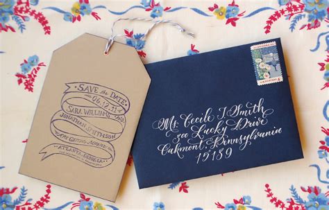 DIY Rubber Stamp Edge Painted Save the Date Tags