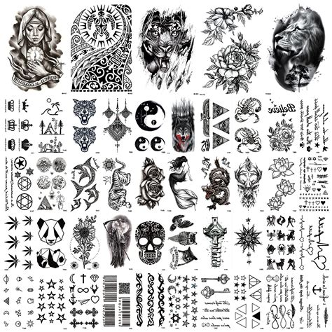 Buy 45Sheets Temporary Tattoos for Women Men,3D Waterproof Tiny Black ...