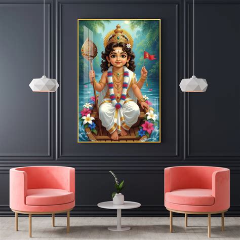 Buy Hindu Lord Kartikeya Ji Glass Finish Vertical Wall Art At Best ...