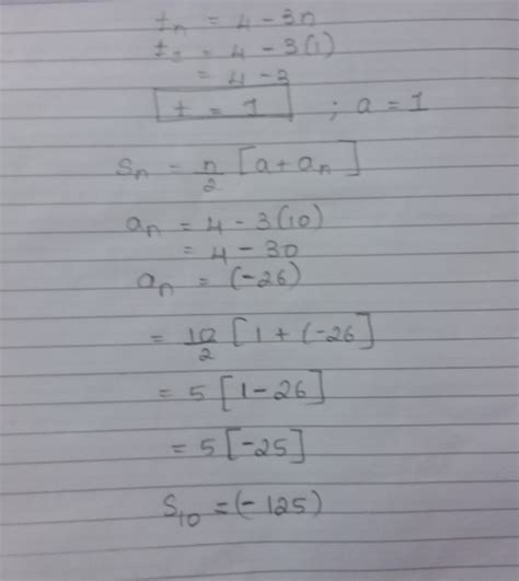 The nth term of an APis given by tn= 4-3n. Find the sum of its first 10 ...