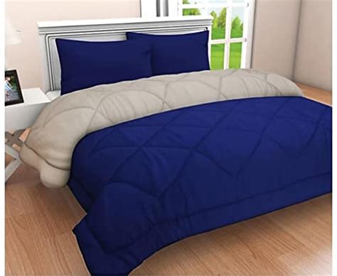 RajasthaniKart Microfiber Reversible Comforter, Double (Blue and Grey ...