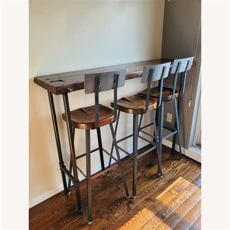 Reclaimed Wood Bar Height Table and Chairs - AptDeco