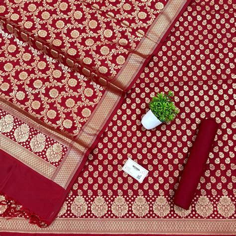 Maroon Guldaan Fool Katan Silk Banarasi Suit – Mohsin Textiles