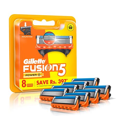 Buy Gillette Fusion Power Blades for men with styling back blade - 8 ...