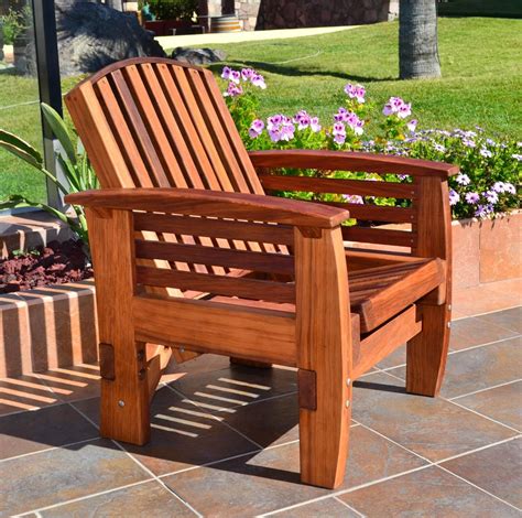 Reclining Redwood Easy Chair, Outdoor Wood Recliners