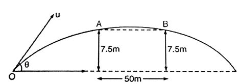 An object is projected so that it just clears two walls of height 7.5 m ...
